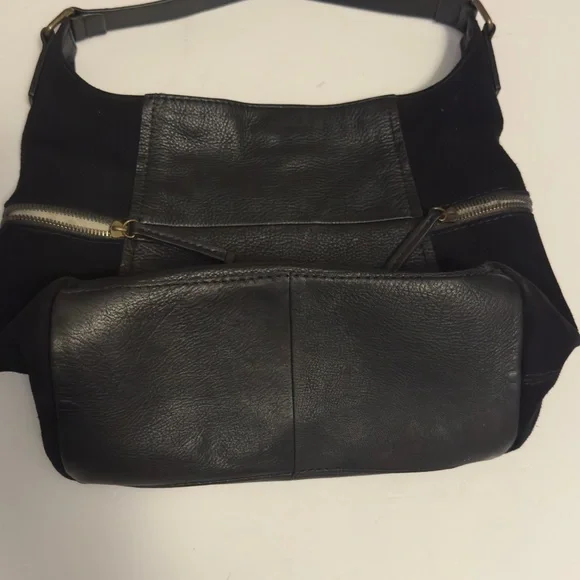 American Company Elegant Black Large Leather Suede Hobo Bag - Picture 4 of 11